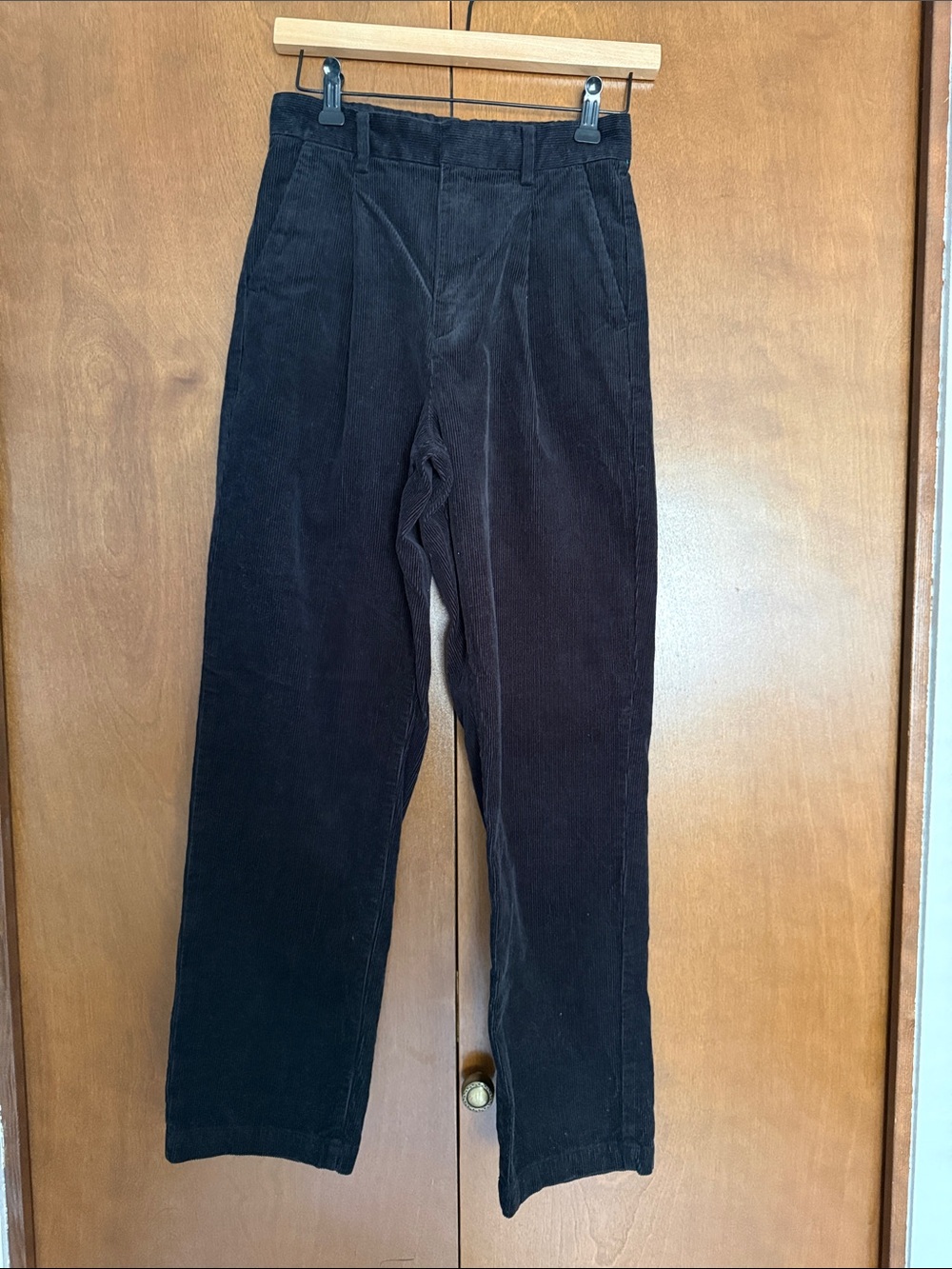 Black Corduroy Pleated Pants
